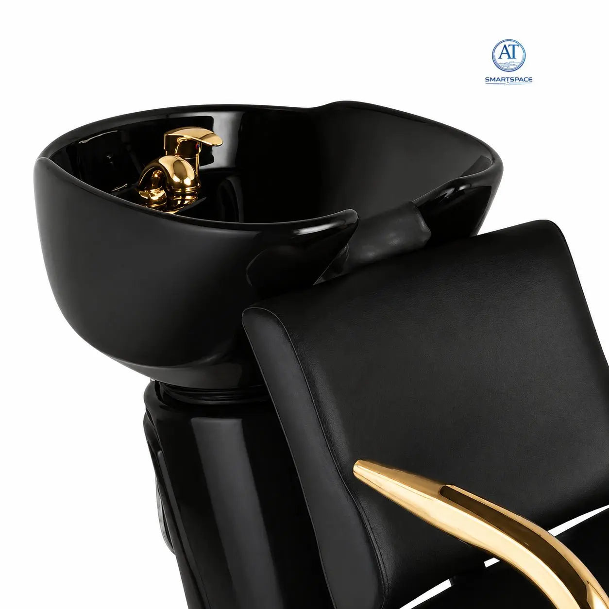 Luxury Black & Gold Salon Shampoo Chair with Basin – Premium Hair Wash Station | AT Smartspace - Salon Equipment - AT Smartspace