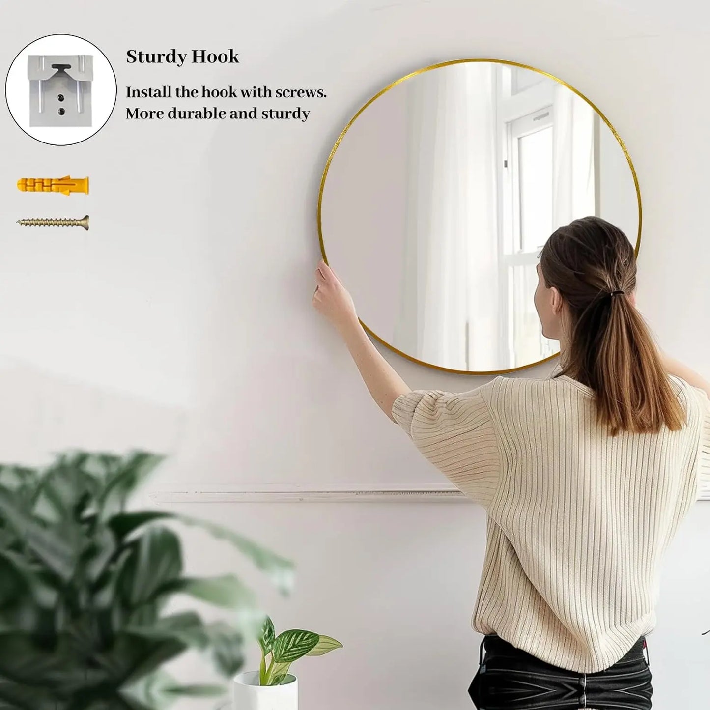Gold Round Mirror 80cm – Modern Wall Mirror | AT Smartspace - Mirror - AT Smartspace