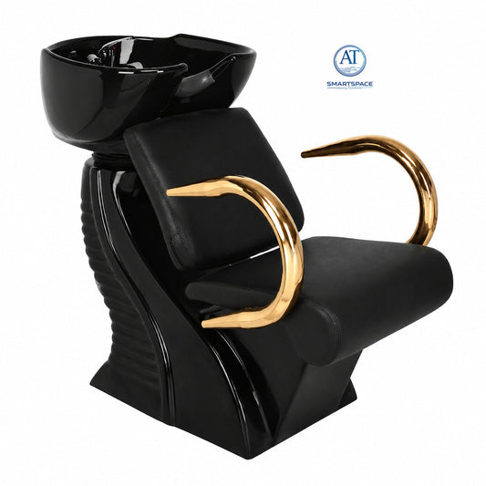 Luxury Black & Gold Salon Shampoo Chair with Basin – Premium Hair Wash Station | AT Smartspace - Salon Equipment - AT Smartspace