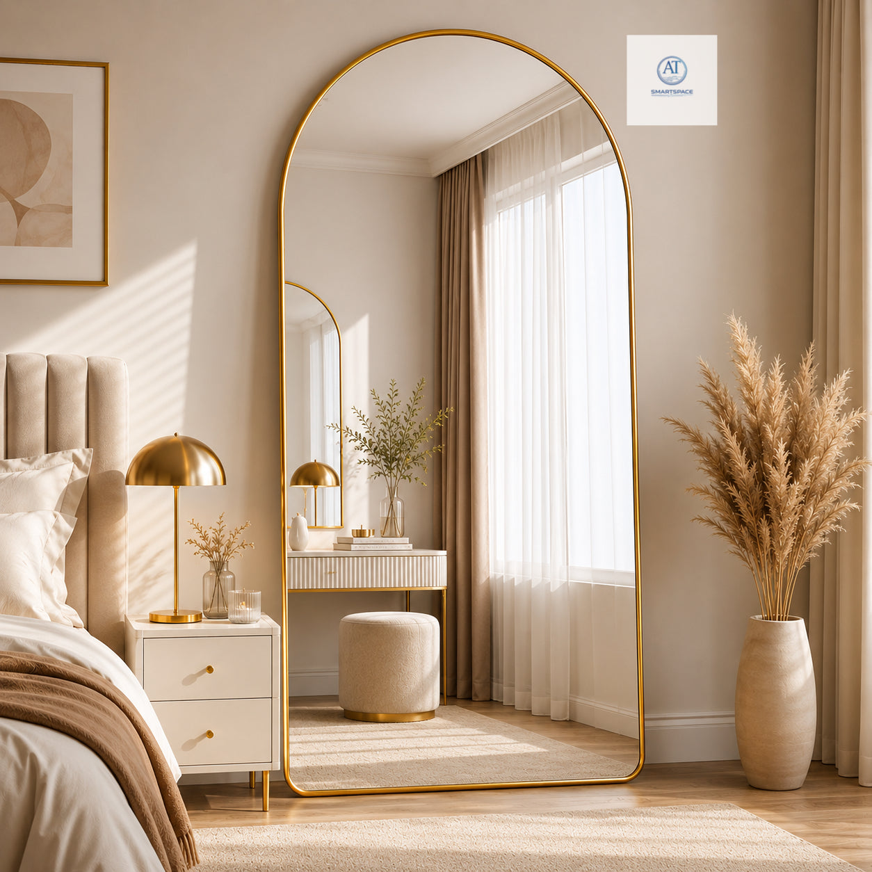 Gold Arched Mirror 80x180cm – Full Length Mirror | AT Smartspace - Mirror - AT Smartspace