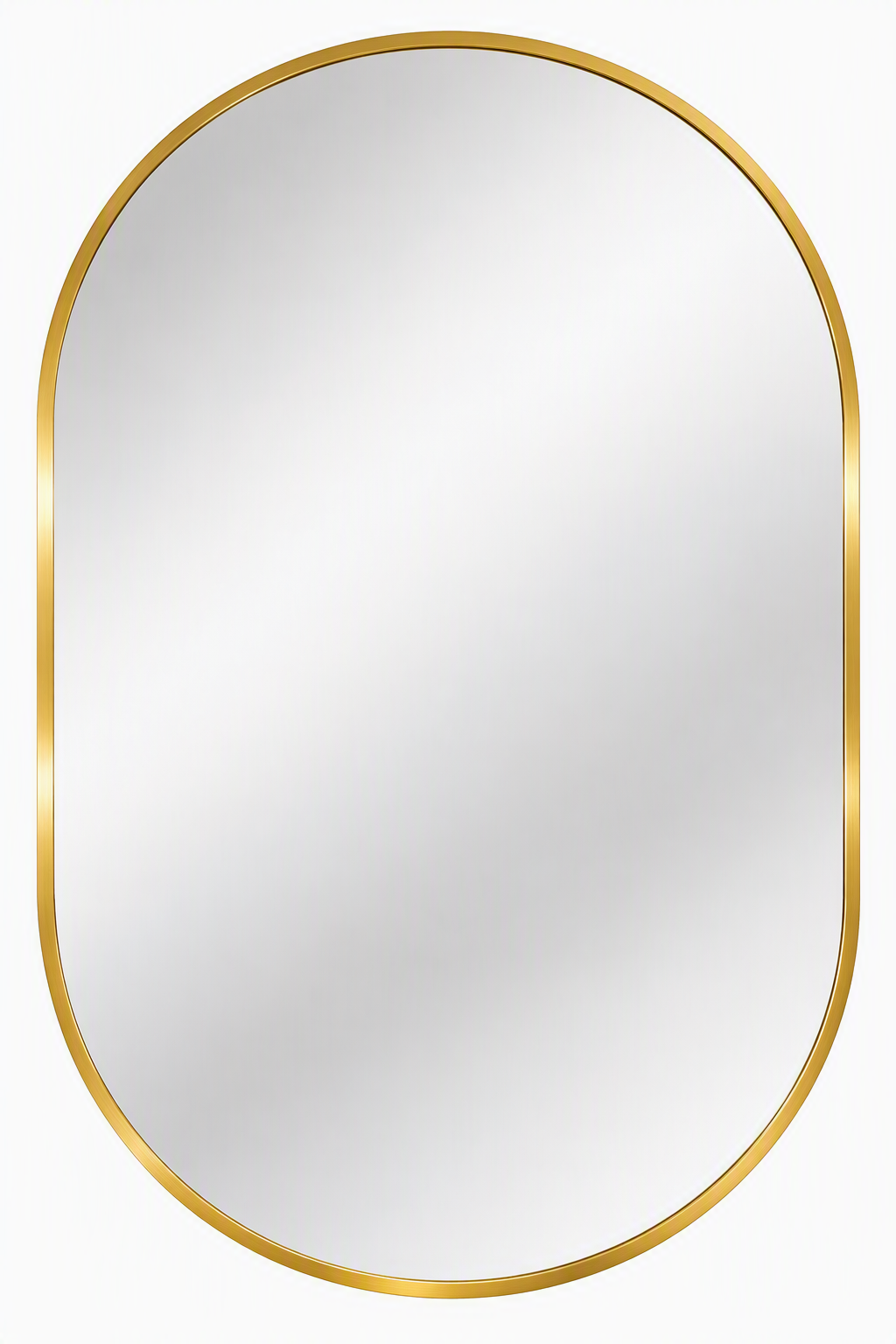 Gold capsule wall mirror with slim metal frame, 60 × 80 cm