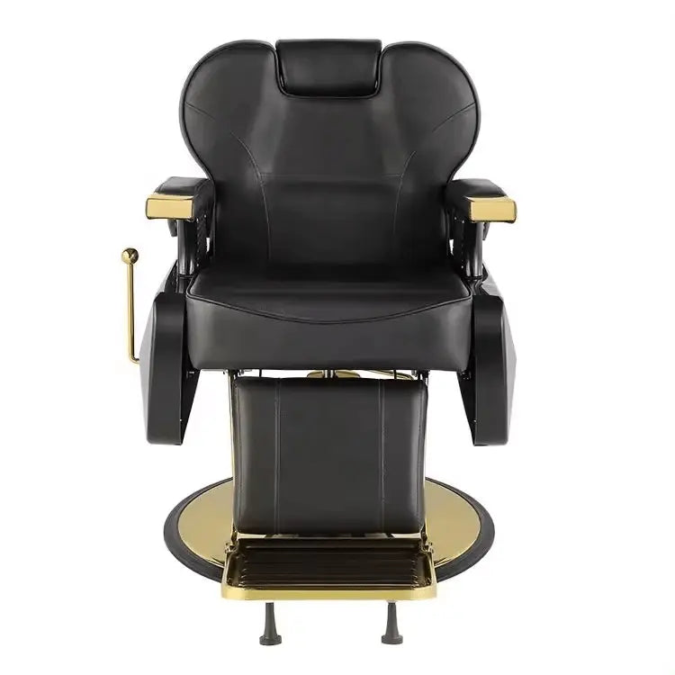 Luxury Black & Gold Barber Chair – Reclining Hydraulic Salon Chair | AT Smartspace - Salon Equipment - AT Smartspace