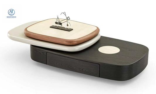 Modern Rotating Coffee Table Set – Multi - Level Designer Living Room Table - Coffee Table - AT Smartspace