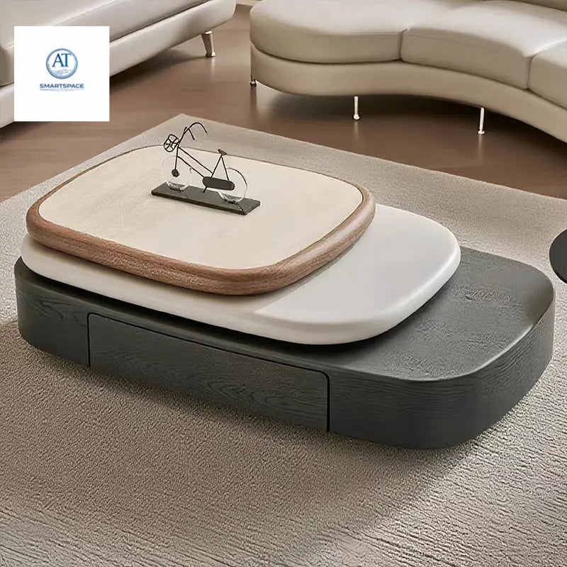 Modern Rotating Coffee Table Set – Multi - Level Designer Living Room Table - Coffee Table - AT Smartspace
