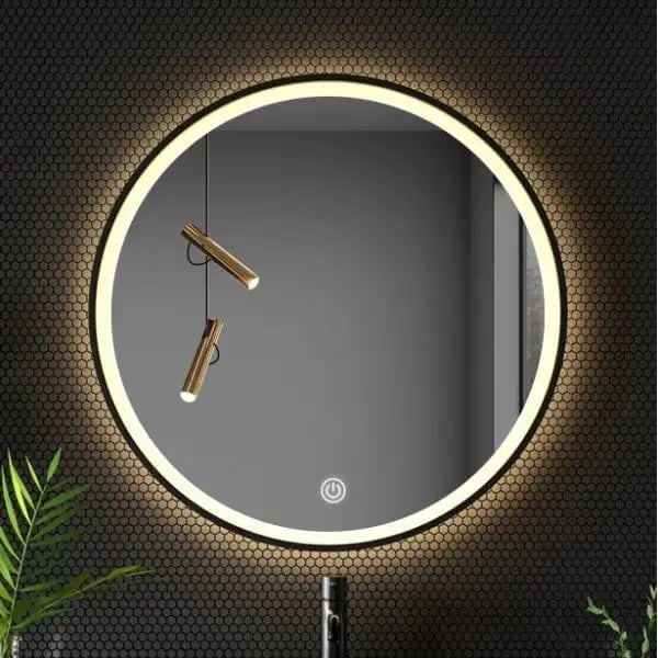 Black Round Mirror 60cm – LED Wall Mirror | AT Smartspace - Mirror - AT Smartspace