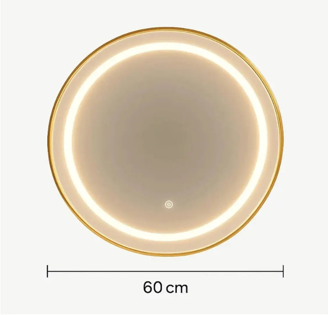 Gold Round Mirror 60cm – LED Wall Mirror | AT Smartspace - Mirror - AT Smartspace