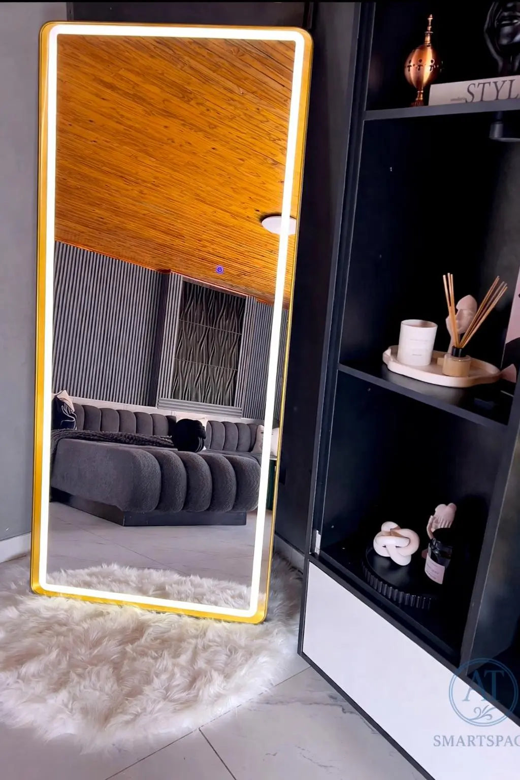 Black Rectangular Mirror 80x180cm – LED Full Length Mirror | AT Smartspace - Mirror - AT Smartspace
