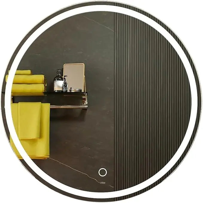 Black Round Mirror 80cm – LED Wall Mirror | AT Smartspace - Mirror - AT Smartspace