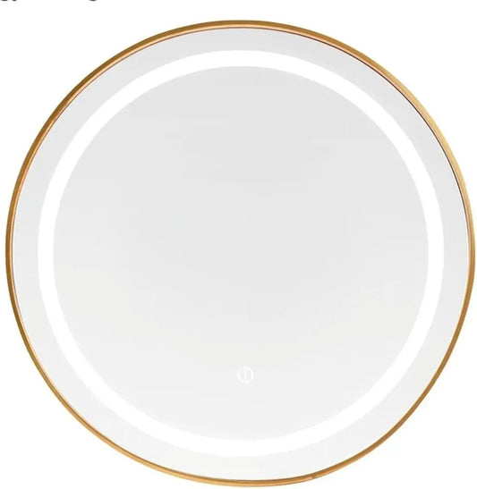 Gold Round Mirror 60cm – LED Wall Mirror | AT Smartspace - Mirror - AT Smartspace