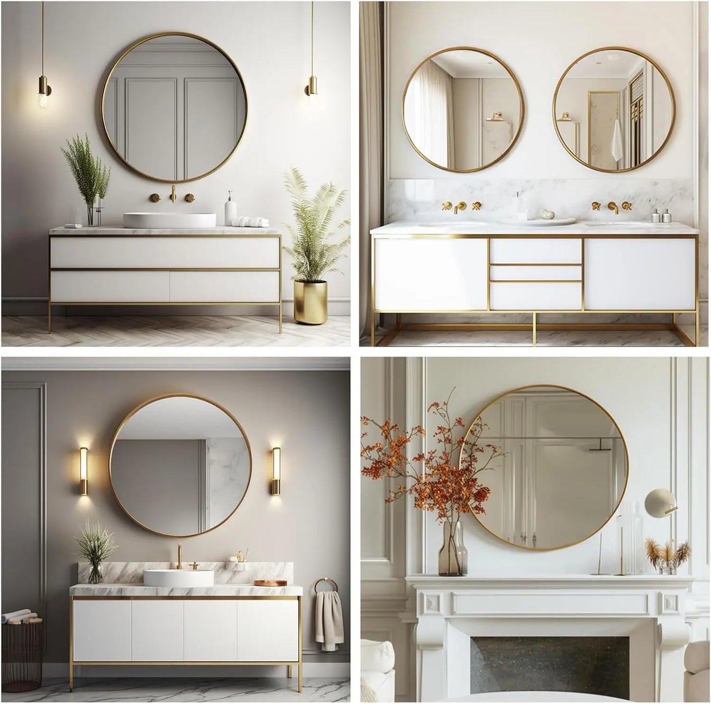 Gold Round Mirror 80cm – Modern Wall Mirror | AT Smartspace - Mirror - AT Smartspace