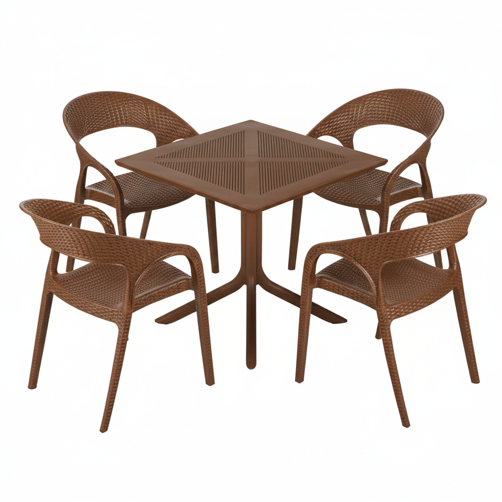 Outdoor Dining Set - Brown