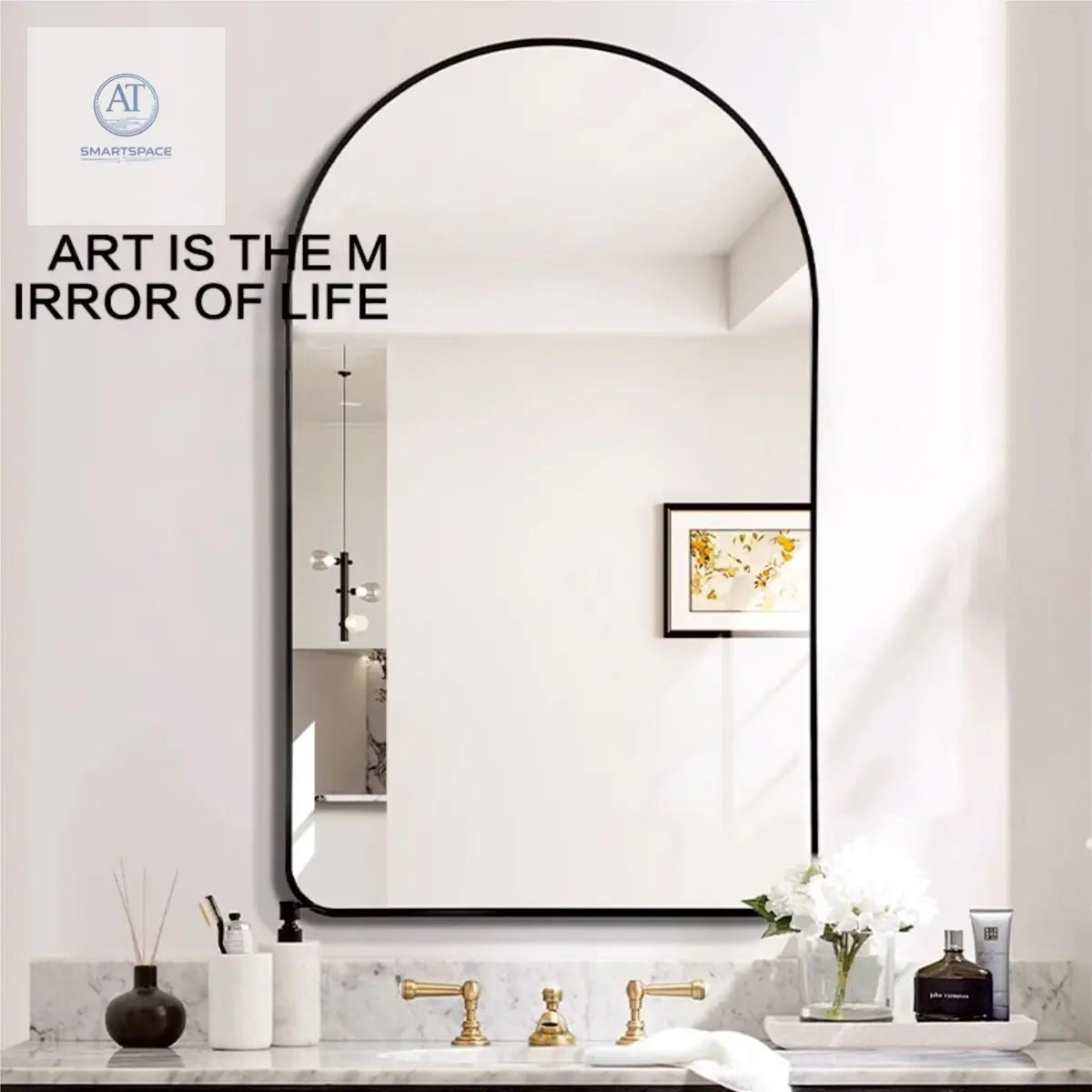 Black Arched Mirror 60x90cm – Modern Bathroom Vanity | AT Smartspace - Mirror - AT Smartspace