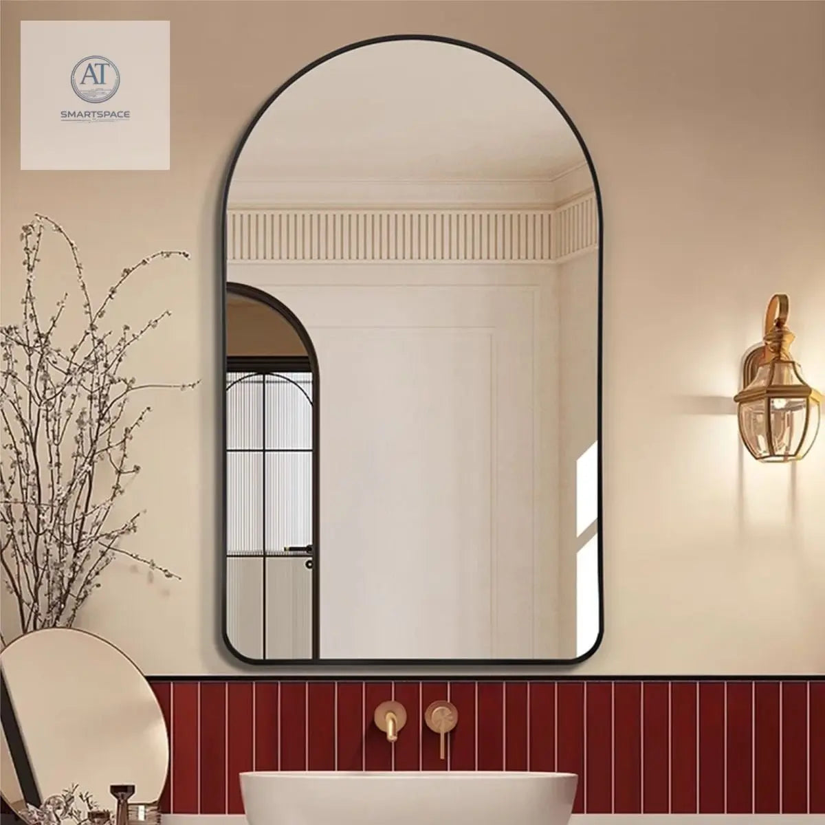 Black Arched Mirror 60x90cm – Modern Bathroom Vanity | AT Smartspace - Mirror - AT Smartspace
